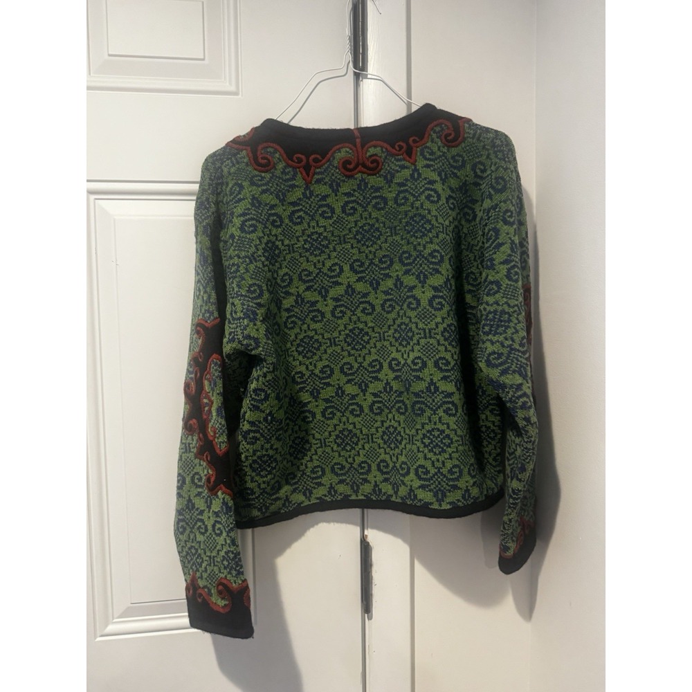 Vintage Vrikke Wool Nordic‎ Knit Jacket Cardigan Women's S Green Sz S Folk Style - Picture 11 of 14